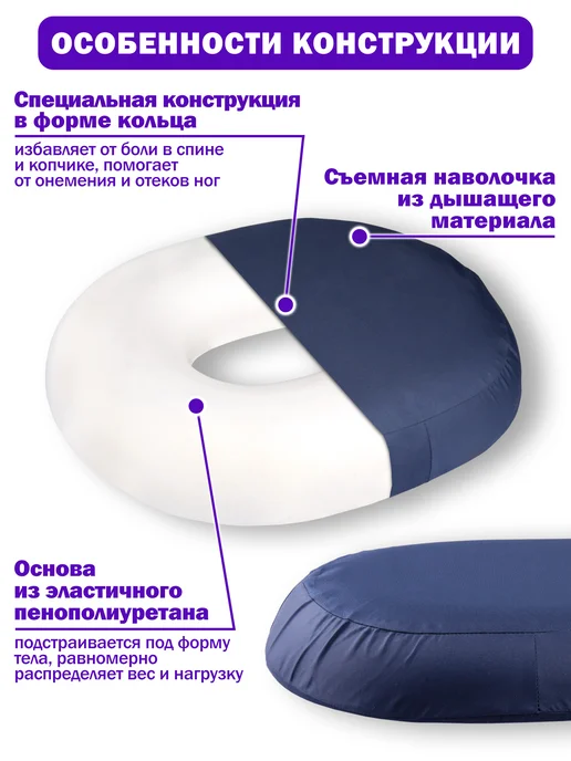 Trives Подушка ортопедическая для стула на сиденье, синий, фото 3
