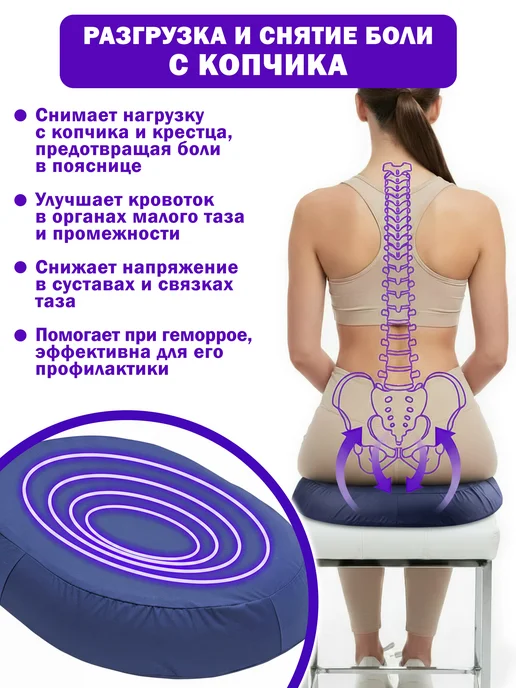 Trives Подушка ортопедическая для стула на сиденье, синий, фото 6