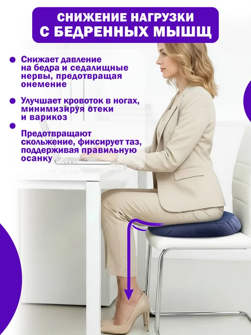 Trives Подушка ортопедическая для стула на сиденье, синий, фото 7