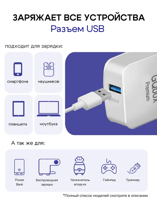 GQbox Быстрый блок питания USB, белый, фото 5