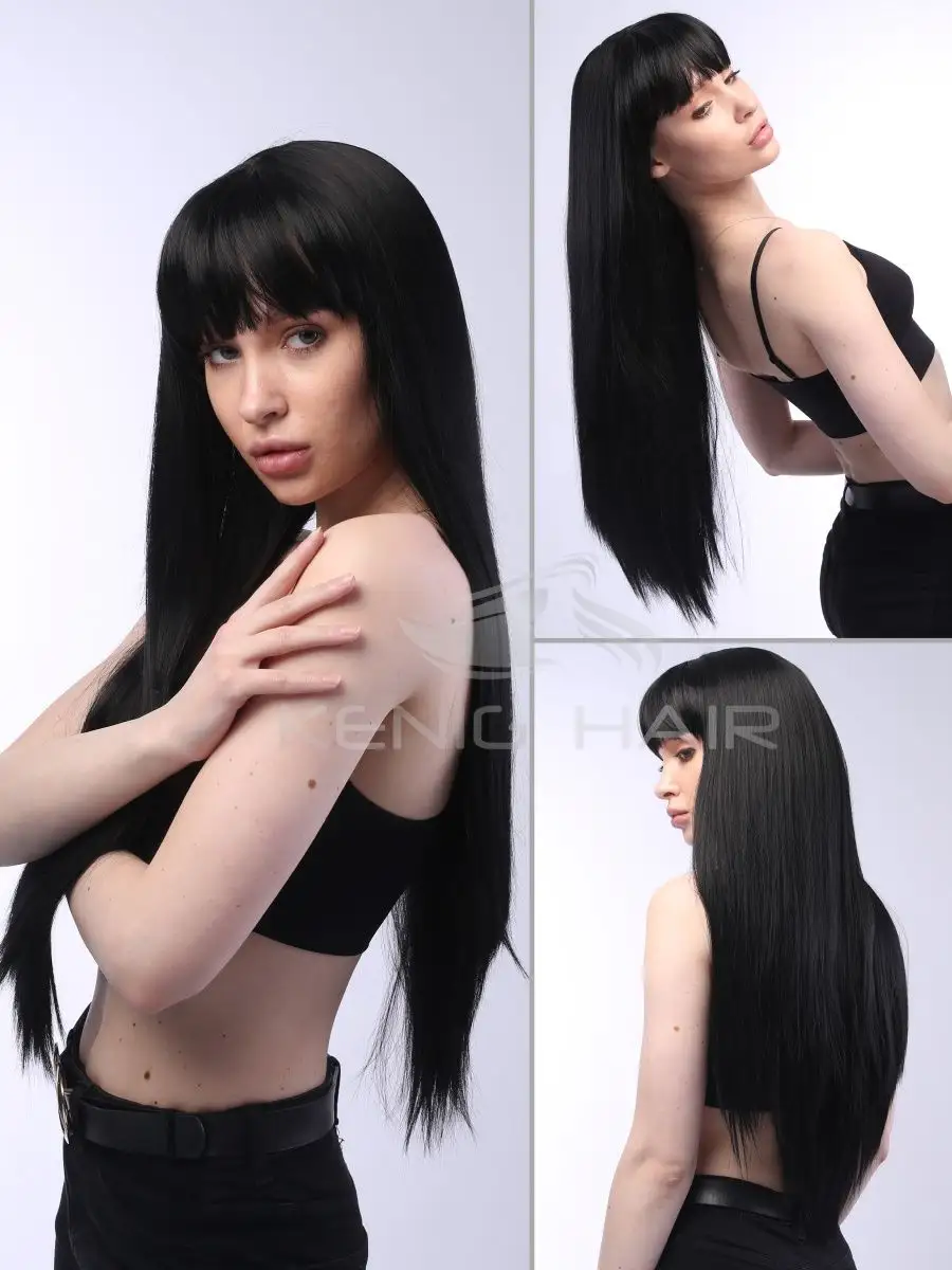 Парик женский длинный челкой из искусственных волос уэнсдей Kenig Hair  44718243 купить за 1 404 ₽ в интернет-магазине Wildberries