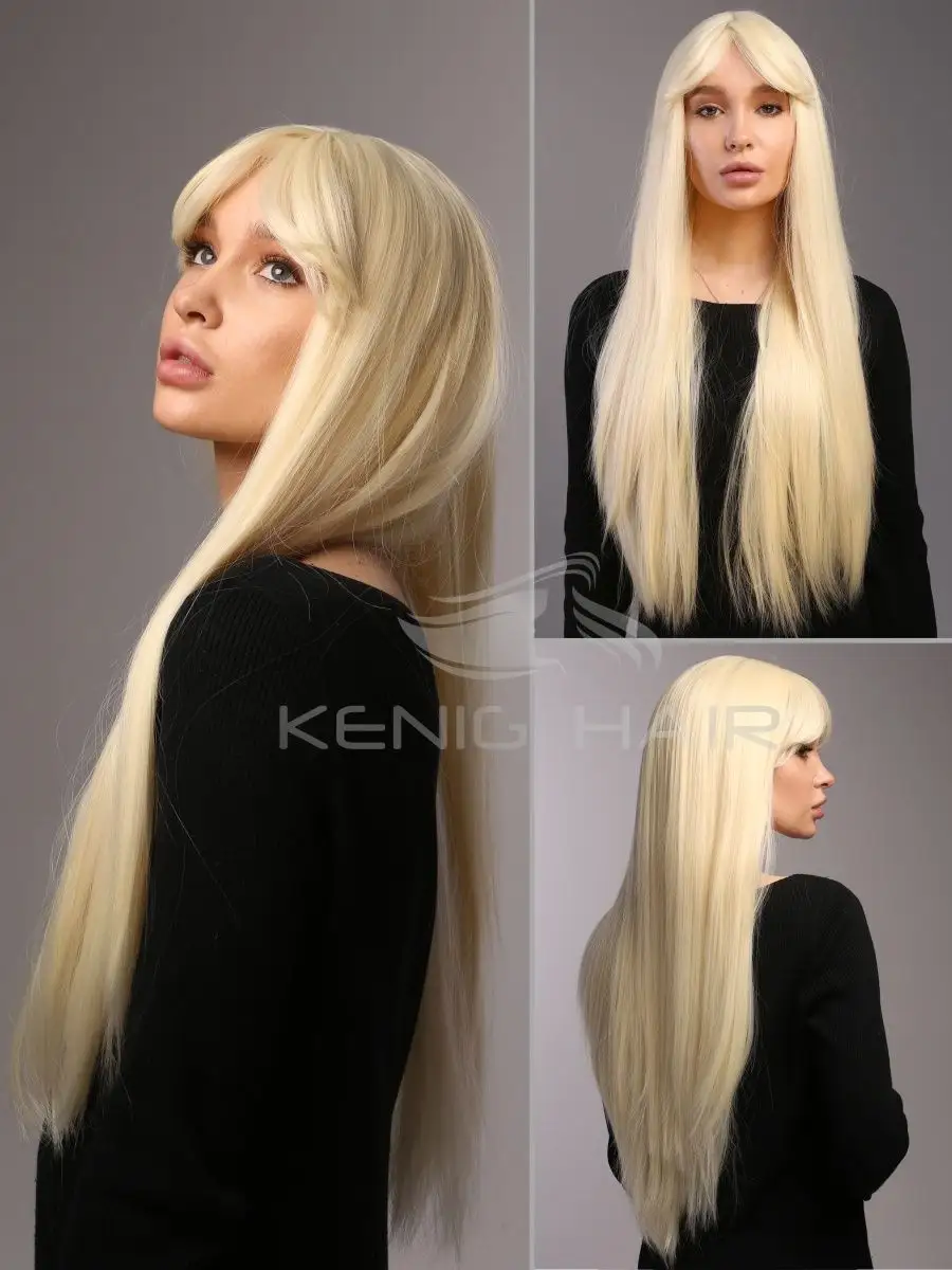 Парик женский длинный с челкой теплый блонд повседневный Kenig Hair  44718245 купить за 1 517 ₽ в интернет-магазине Wildberries