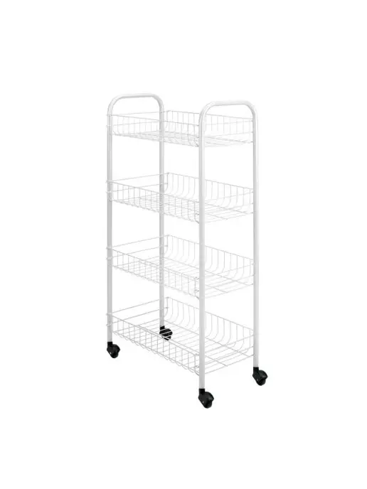 Metaltex Этажерка на колесиках Pisa для кухни 4-уровневая, белый