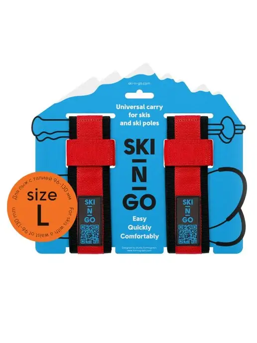 SKI-N-GO SKI-N-GO Связки для лыж Размер L Талия лыж 96-130 мм Красные