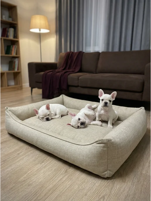 Pets Love Лежанка для собак крупных пород круглая, желтый, фото 4