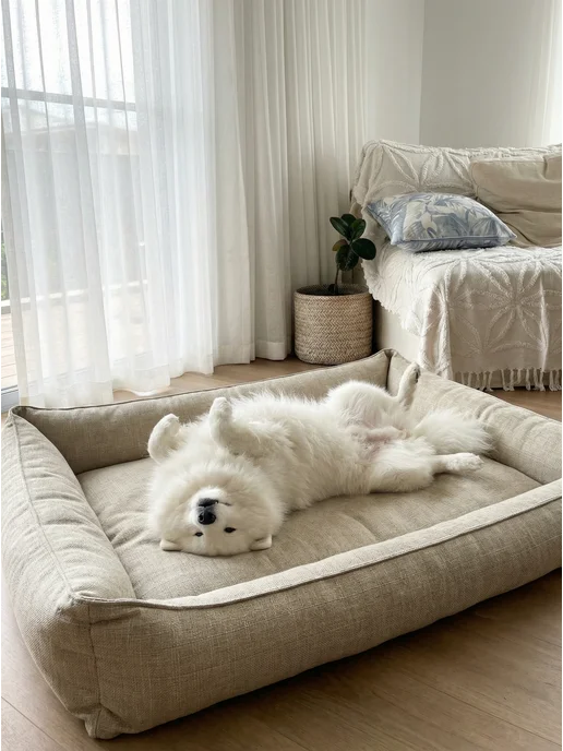 Pets Love Лежанка для собак крупных пород круглая, желтый, фото 6