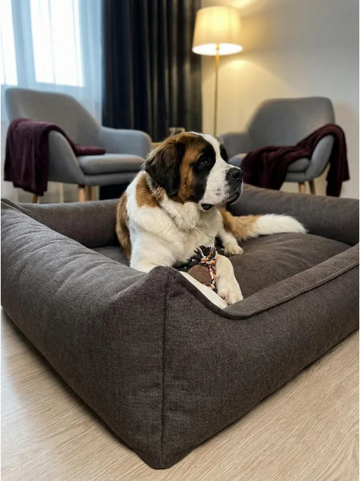 Pets Love Лежанка для собак крупных пород круглая, черный, фото 2