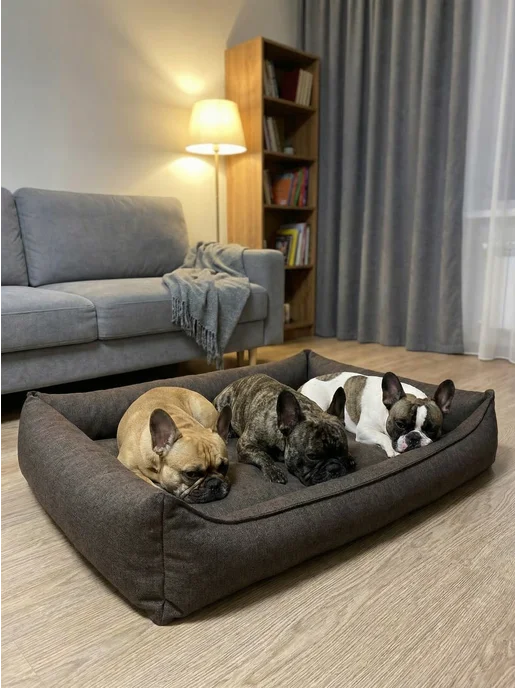 Pets Love Лежанка для собак крупных пород круглая, черный, фото 4