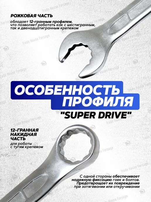 FORSAGE Ключ комбинированный с динамическим профилем 21 мм, серый, фото 2