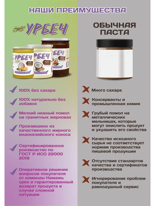 Намажь Орех Урбеч кокосовый без сахара с кешью 200 грамм сгущенка, вариант, фото 7