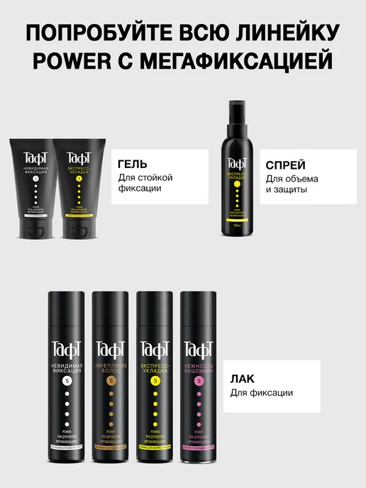 тафт Лак для волос Power Экспресс-Укладка, мегафиксация, 225 мл, 225 мл, фото 7
