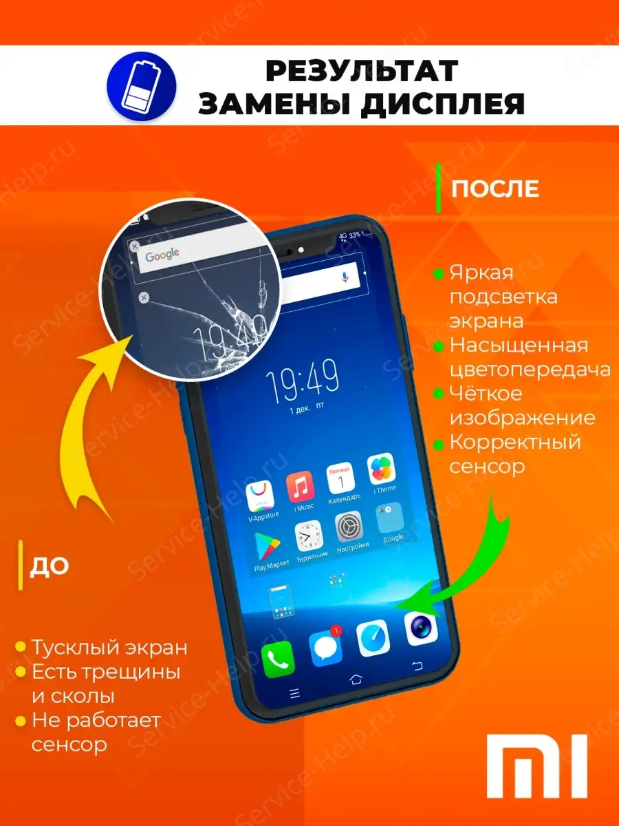 Дисплей для телефона Xiaomi MI A2 LITE, экран на смартфон Xiaomi REDMI 6  PRO черный с тачскрином Service-Help.ru 44988157 купить в интернет-магазине  Wildberries