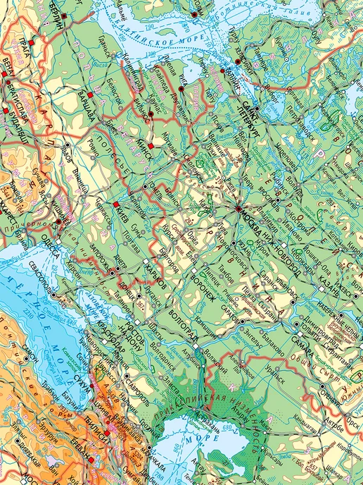 АГТ Геоцентр Настенная Карта России физическая на отвесах, вариант, фото 8