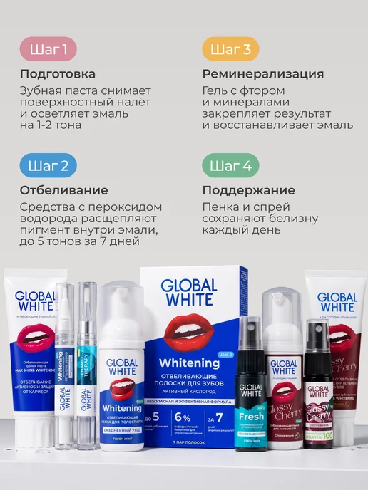 GLOBAL WHITE Реминерализирующая зубная паста для чувствительных зубов, белый, фото 7
