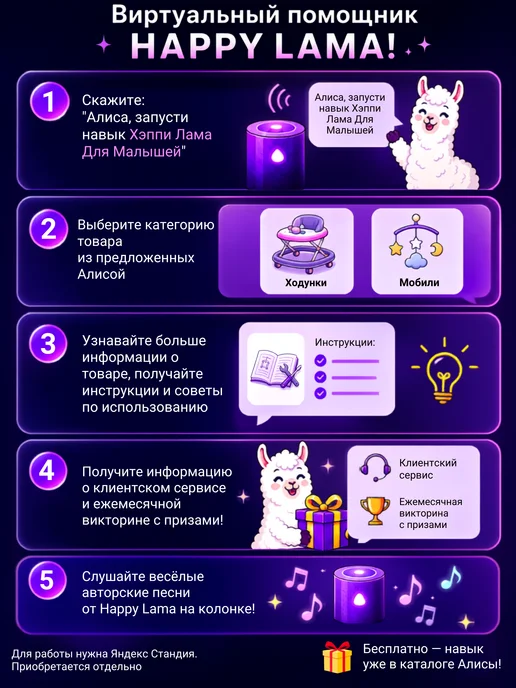 HAPPY LAMA Мобиль в кроватку для новорожденных, голубой, фото 4