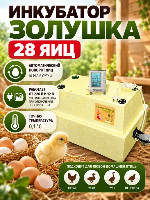золушка Инкубатор для яиц автоматический, белый