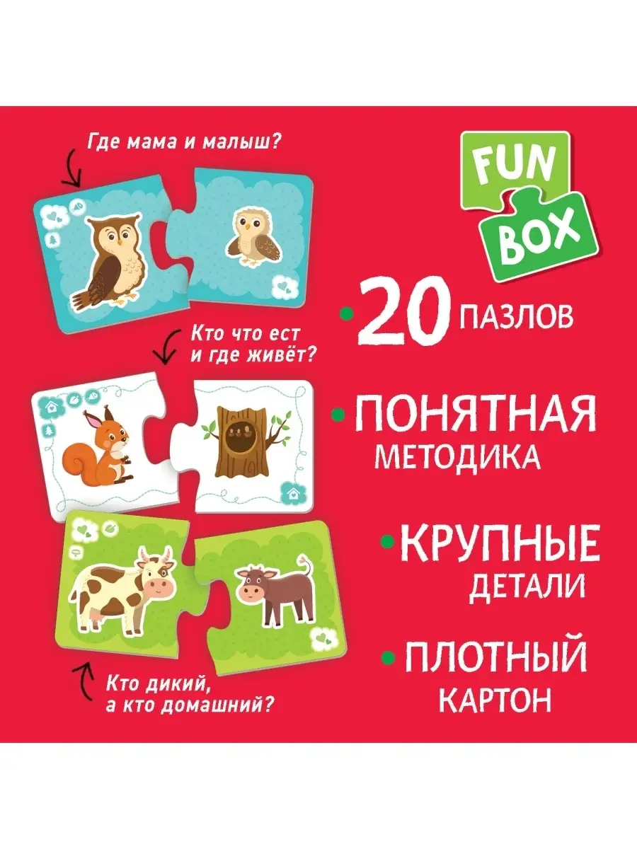 Fun Box Найди пару! Животные. Фан Бокс 0+ РОСМЭН 45097705 купить за 600 ₽ в  интернет-магазине Wildberries