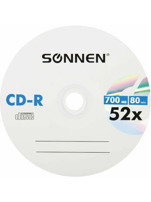 SONNEN Компакт диски CD-R объемом 700Mb, скорость 52x 50 шт, 100 шт, фото 5