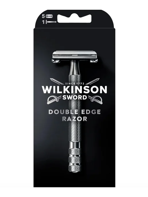 Wilkinson Sword Бритва, станок Т-образный, Premium + 5лезвий, серый