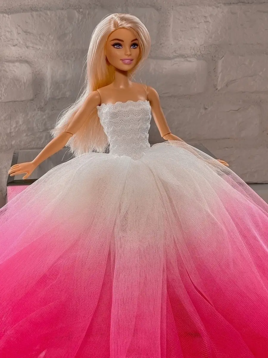 Платье для Барби - как сделать платье для куклы без швов | МК платье без шитья.