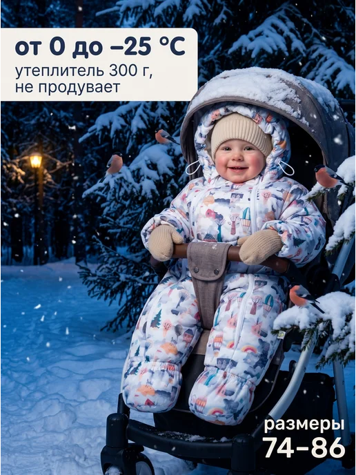 Сонный гномик Комбинезон для новорожденных зимний, синий, фото 5