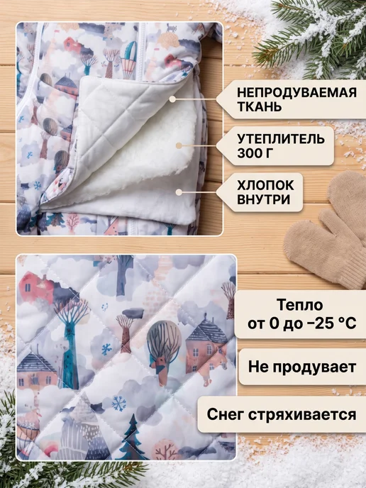 Сонный гномик Комбинезон для новорожденных зимний, синий, фото 6