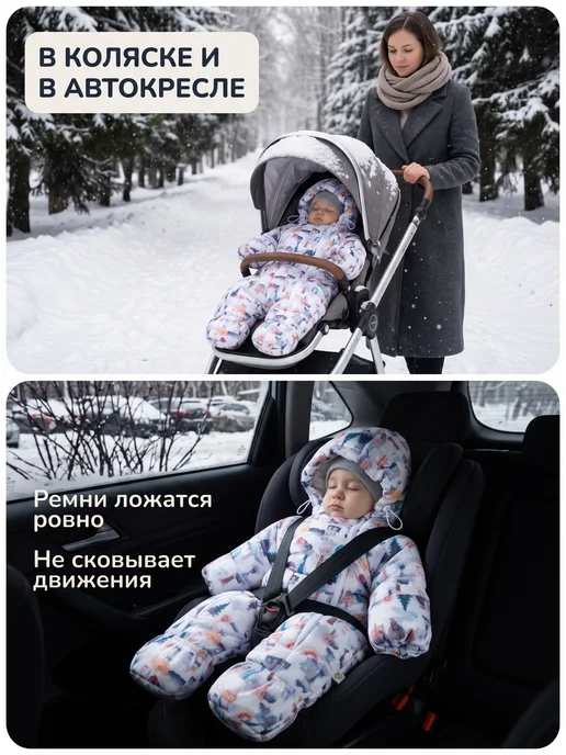 Сонный гномик Комбинезон для новорожденных зимний, синий, фото 7