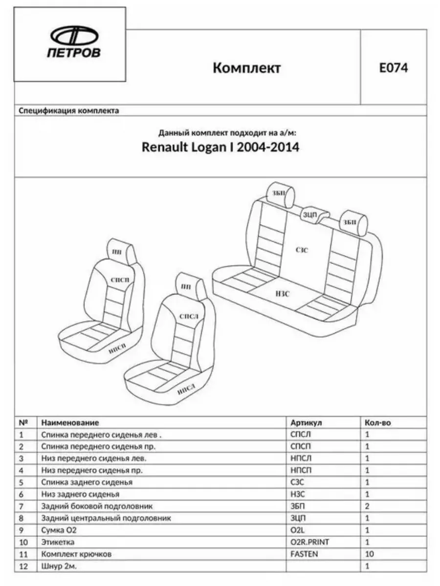 Чехлы на Рено Логан 1 (2004-2014) Petrov 45803573 купить за 5 671 ₽ в  интернет-магазине Wildberries