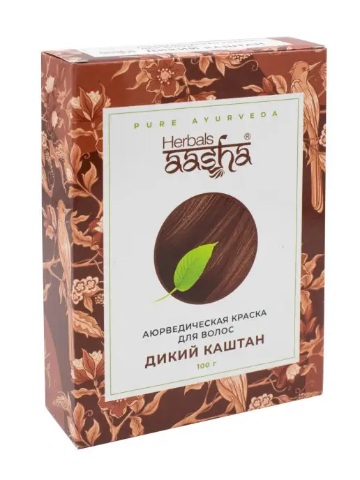 Aasha Herbals Краска для волос натуральная Дикий каштан, 100 г, 100 г