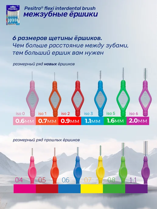 Pesitro Ершики для зубов межзубные 6 шт размер 0.7 для брекетов, 6 шт, фото 4