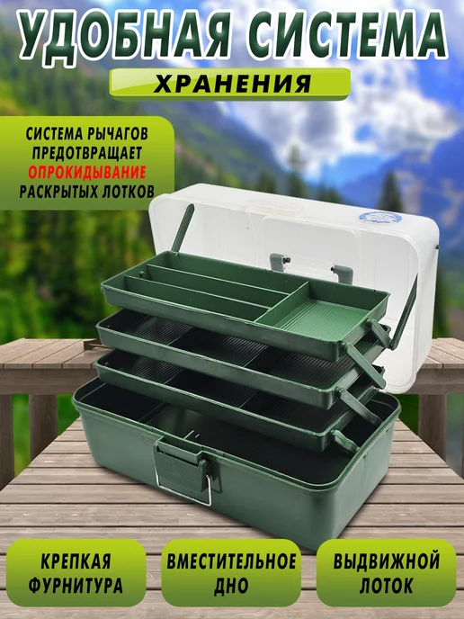 Три кита Ящик Спиннингиста на 3 лотка рыболовный, белый, фото 2