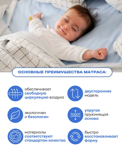 Indigo Матрас 120х60 в кроватку для новорожденных Лежебока, 120x60, фото 6