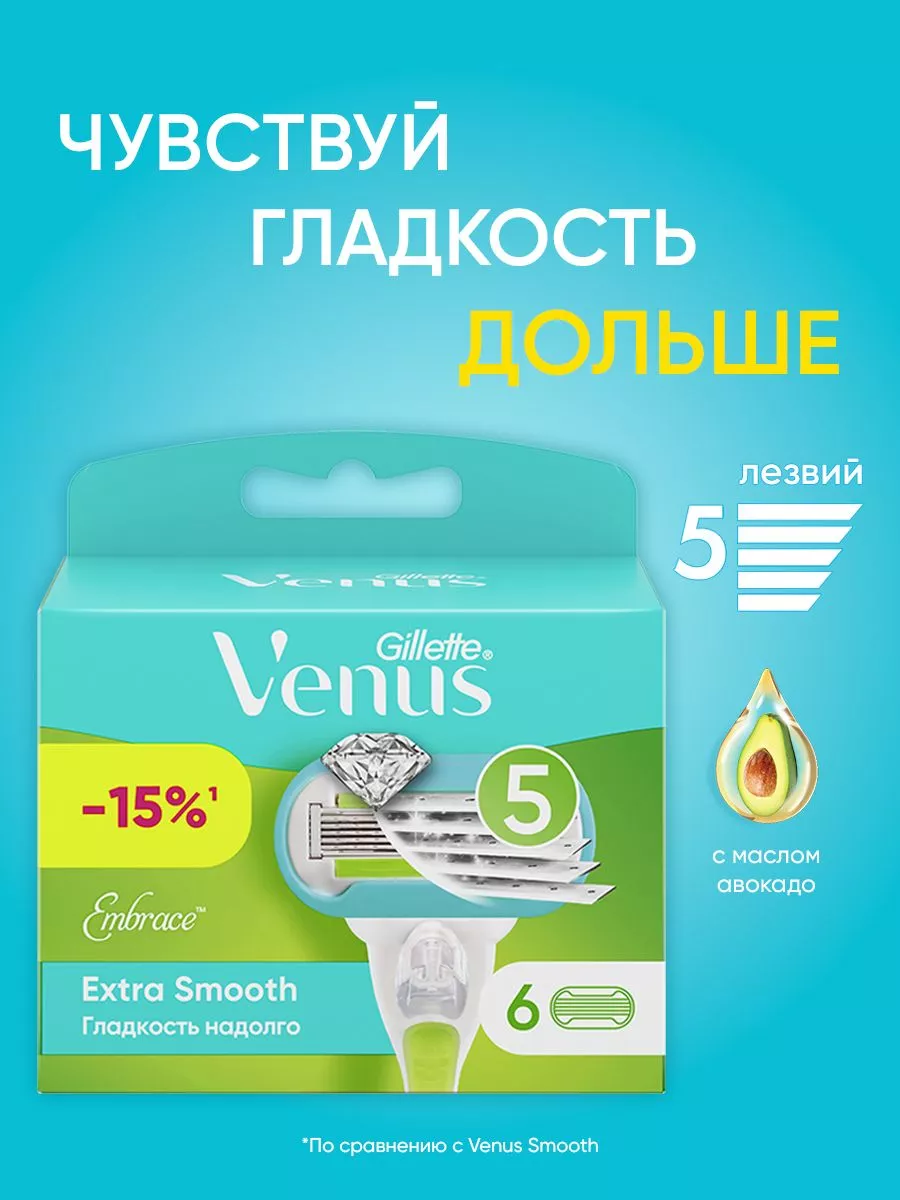 Сменные кассеты для бритвы Gillette Venus Embrace, 6 шт. VENUS 46010660  купить за 2 329 ₽ в интернет-магазине Wildberries