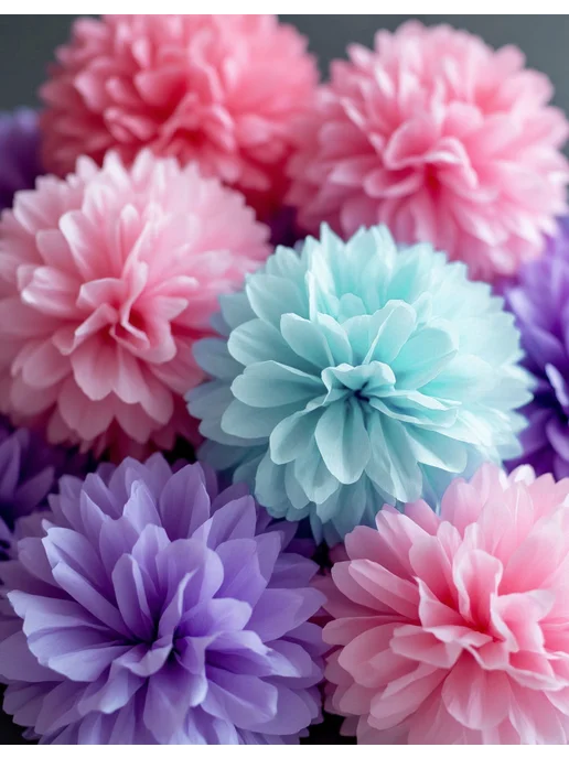 Happy poms Бумажные помпоны для праздника 35см, 25см, в наборе 6 шт, 6 шт, фото 2