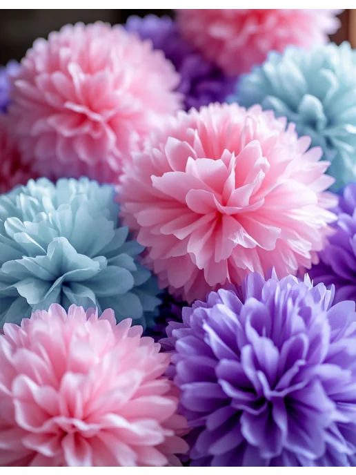 Happy poms Бумажные помпоны для праздника 35см, 25см, в наборе 6 шт, 6 шт, фото 4