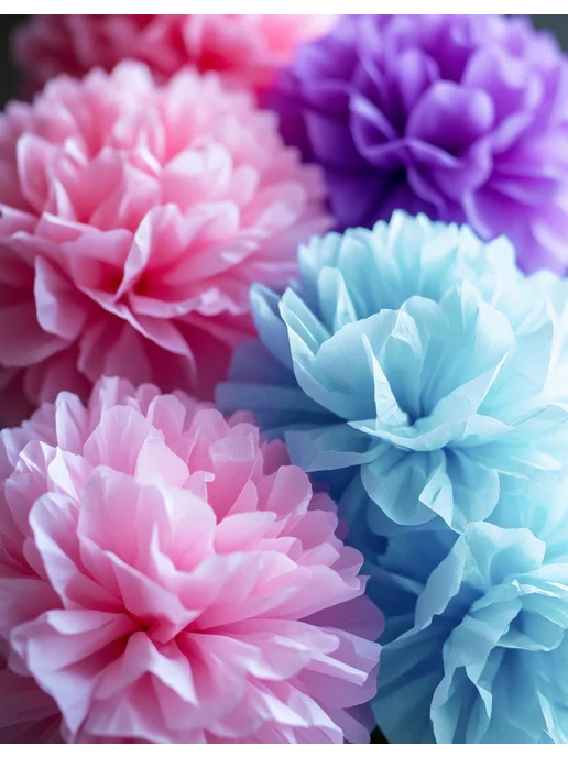 Happy poms Бумажные помпоны для праздника 35см, 25см, в наборе 6 шт, 6 шт, фото 5