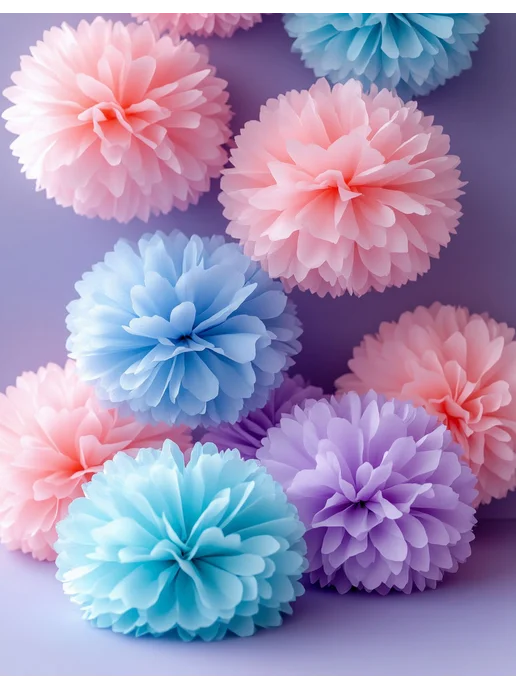 Happy poms Бумажные помпоны для праздника 35см, 25см, в наборе 6 шт, 6 шт, фото 8