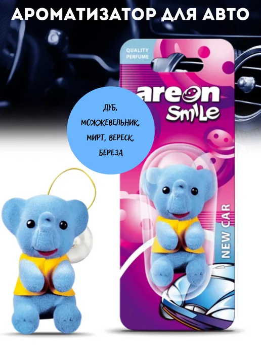 areon Ароматизатор в машину игрушка слоник New car, синий, фото 5