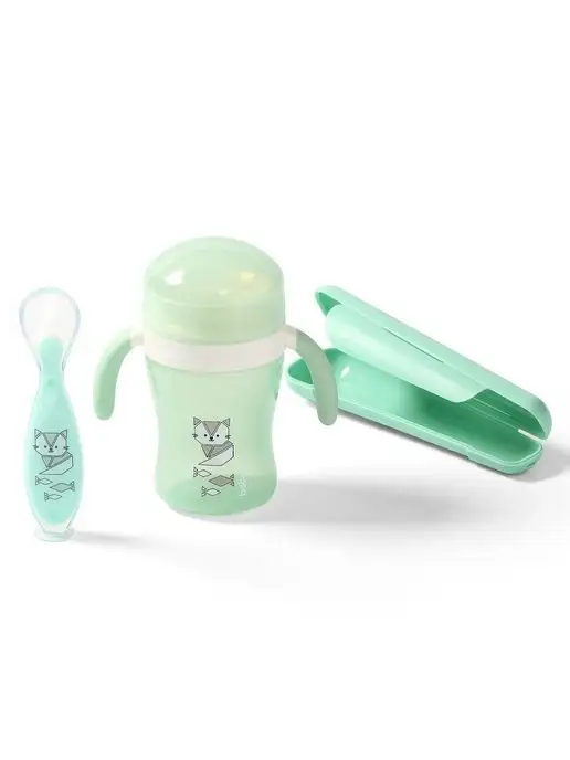 Babyono Ложка для прикорма силиконовая с присоской и футляром, голубой, фото 4