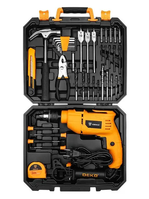 DEKO Дрель ударная сетевая DKID600W в кейсе + 40 предметов, 600 Вт, фото 5