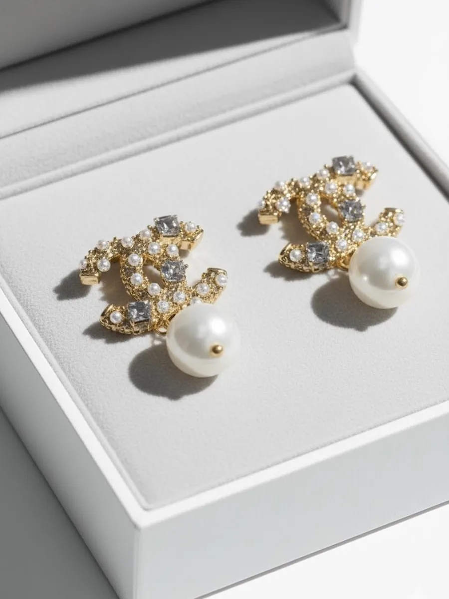 Серьги длинные с подвесками с жемчугом ELT Accessories. Цвет белый, жемчужный, прозрачный, золотистый.