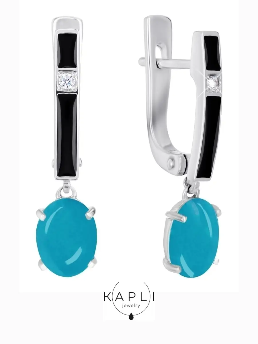 Серьги с бирюзой из серебра KAPLI jewelry 46508266 купить за 3 115 ₽ в  интернет-магазине Wildberries