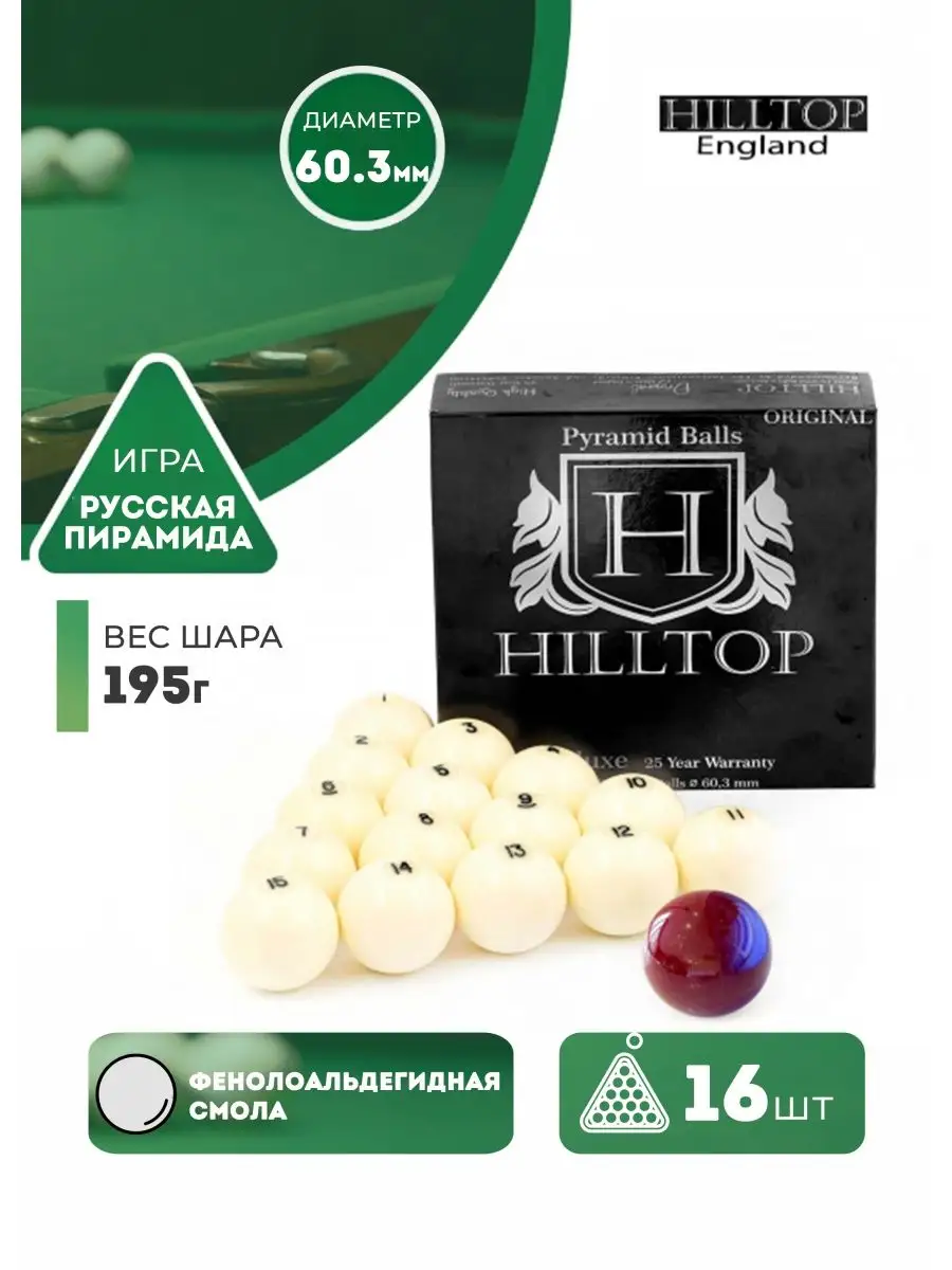 Бильярдные шары для русского бильярда 60,3 мм Hilltop Billiard 46661346  купить за 15 332 ₽ в интернет-магазине Wildberries