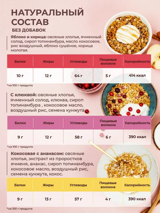 ДРЕВО ЖИЗНИ И СЛАДЕНЬ Гранола без сахара ассорти 3 вкуса по 300 гр. Древо жизни, 300 г, фото 4