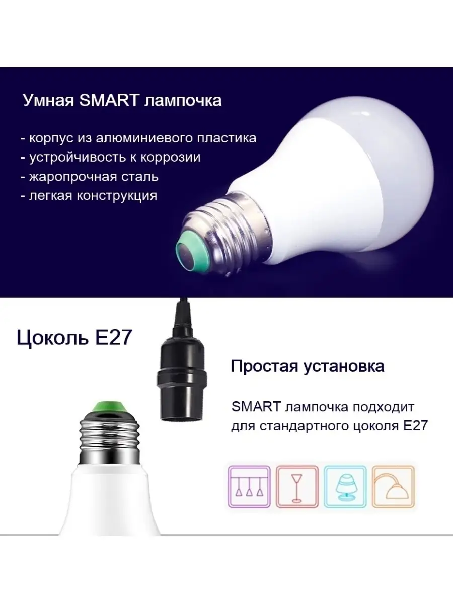 Умная лампочка с пультом управления SMART RGB Е27 / Умная лампа  светодиодная QVATRA 47241094 купить за 420 ₽ в интернет-магазине Wildberries