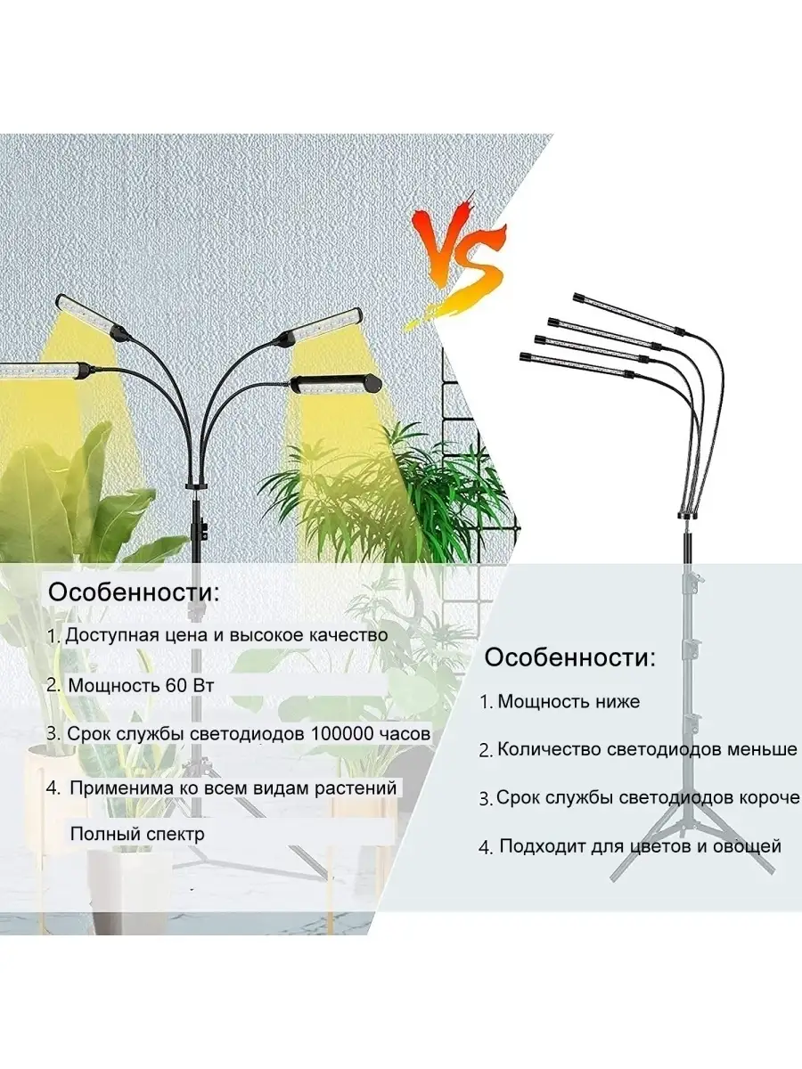 Фитолампа на штативе фитосветильник rassvet 47385144 купить за 2 114 ₽ в  интернет-магазине Wildberries