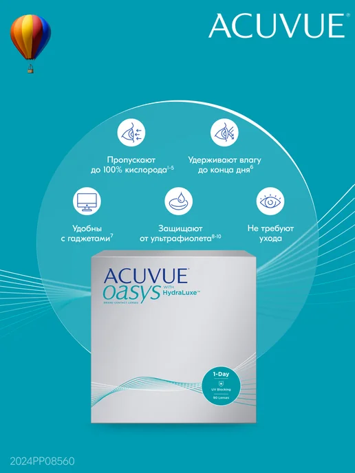 ACUVUE Контактные линзы Oasys однодневные 90 шт 8.5 -3.00, 90 шт, фото 2