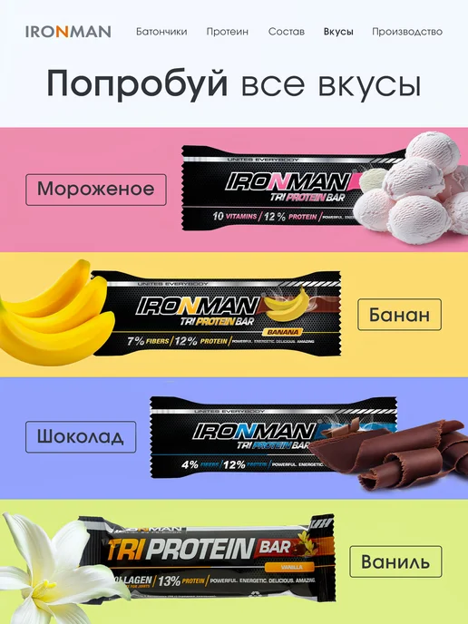 Протеиновые батончики набор Tri Protein Bar 24 шт 4 вкуса, 24 шт, фото 4