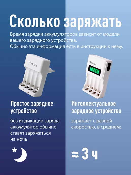 Космос Аккумуляторные батарейки ААА мизинчиковые 1100 мАч 4 шт, 1100 мАч, 4 шт, фото 5