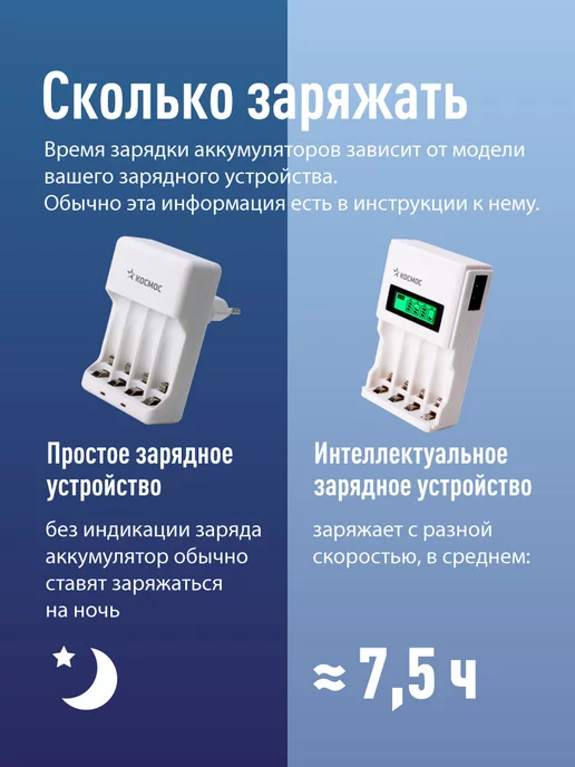 Космос Батарейки АА аккумуляторные, аккумуляторы пальчиковые 4 шт, 4 шт, фото 5